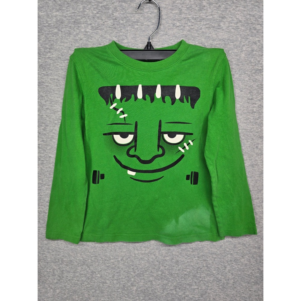 Jumping Beans Boys Green Frankenstein Monster Graphic Long Sleeve Shirt Size 5/6